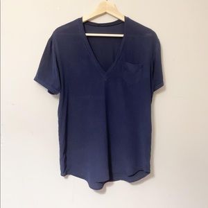 Navy Silk T-Shirt